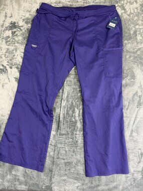 Cherokee Workwear Womens 2XL Drawstring Scrub Pants Purple NWT